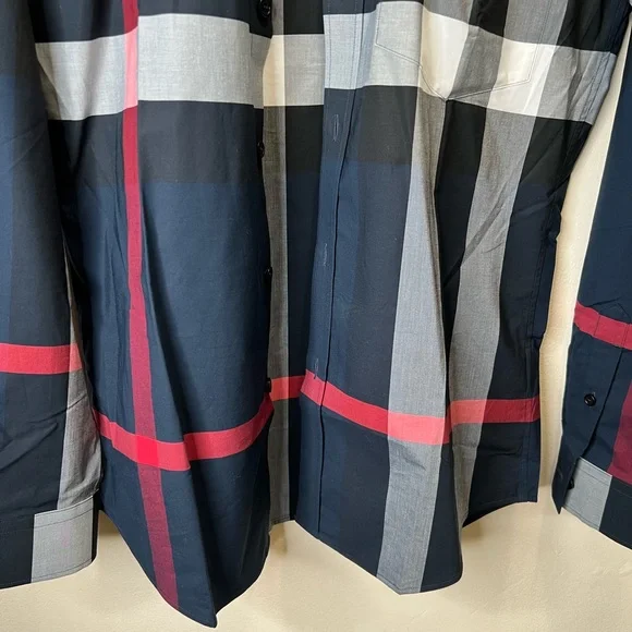 BURBERRY Check Stretch Poplin Shirt Size M